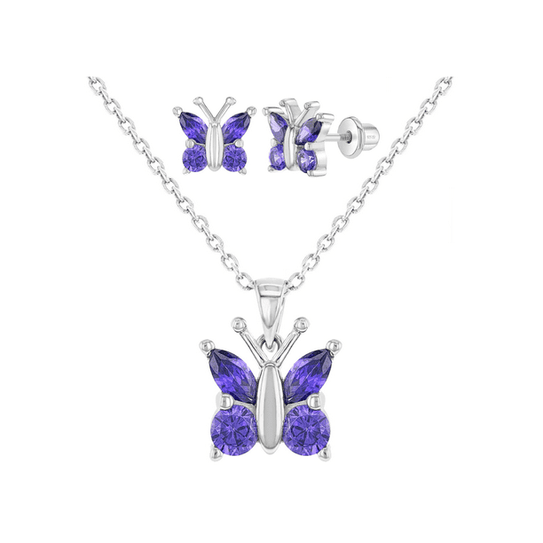 nice butterflies with natural rhodolite garnet 925 silver sterling earrings